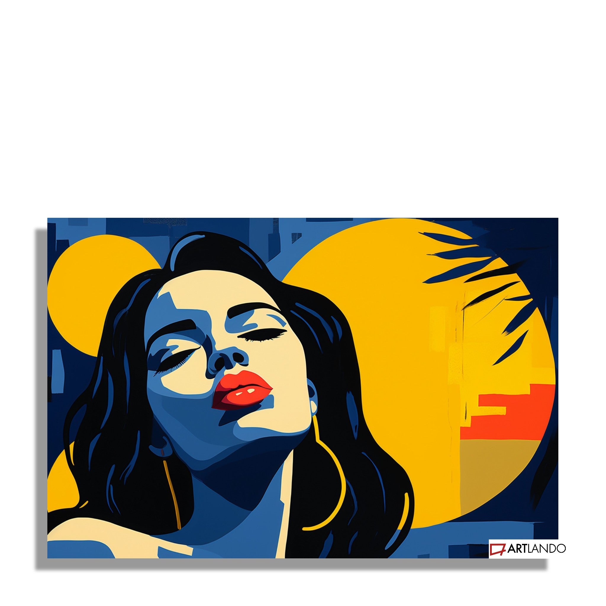 Bunte Illustration einer Frau im Sonnenlicht - Pop Art