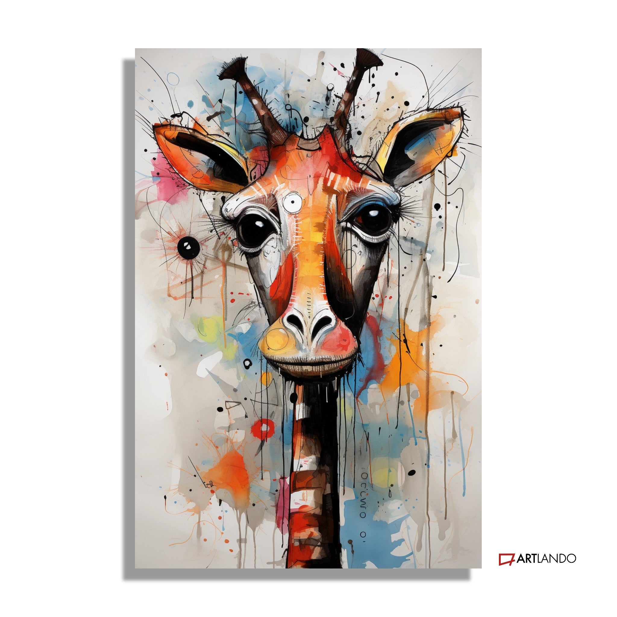 Buntes Graffiti einer Cartoon Giraffe