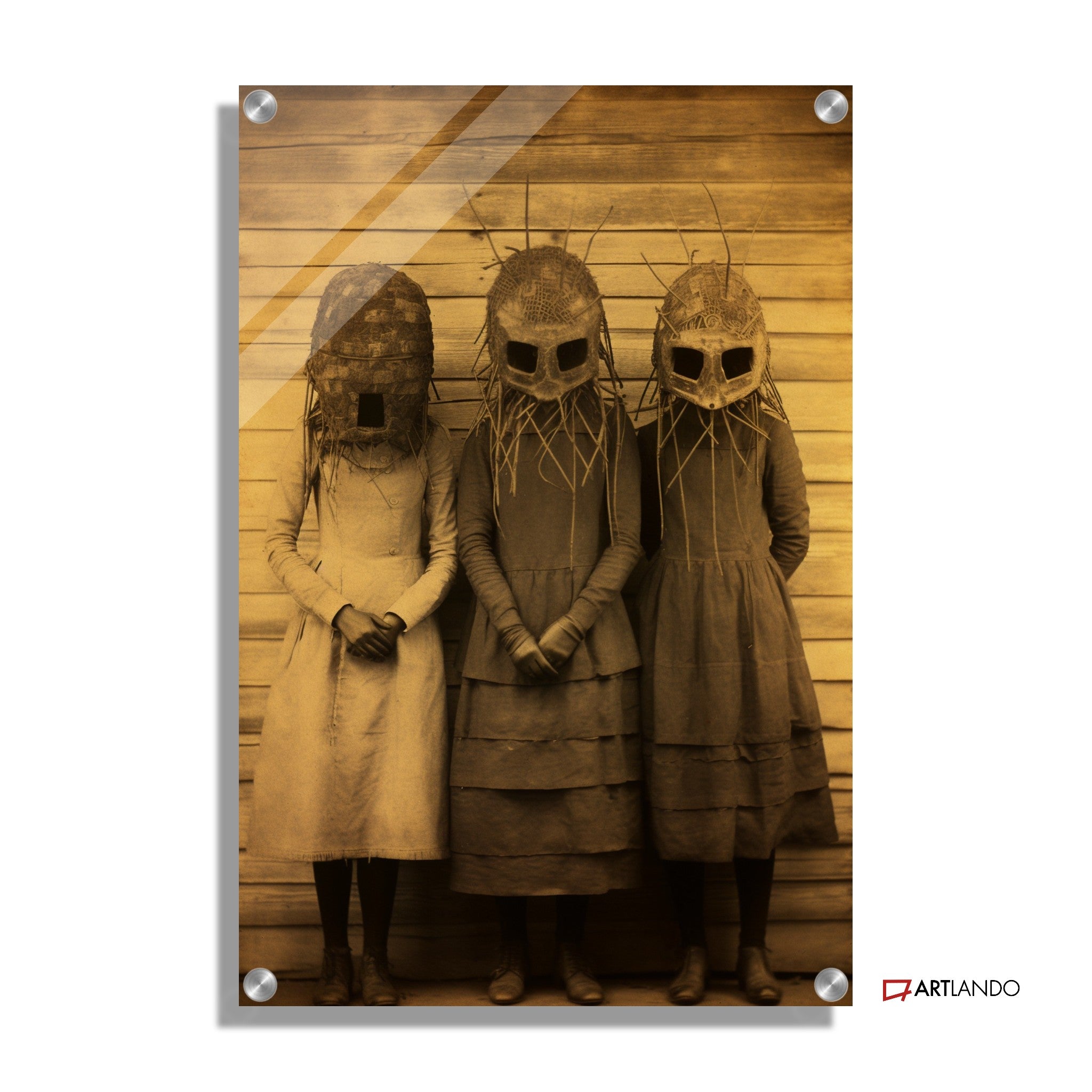 Vintage Fotografie - drei Frauen mit Masken