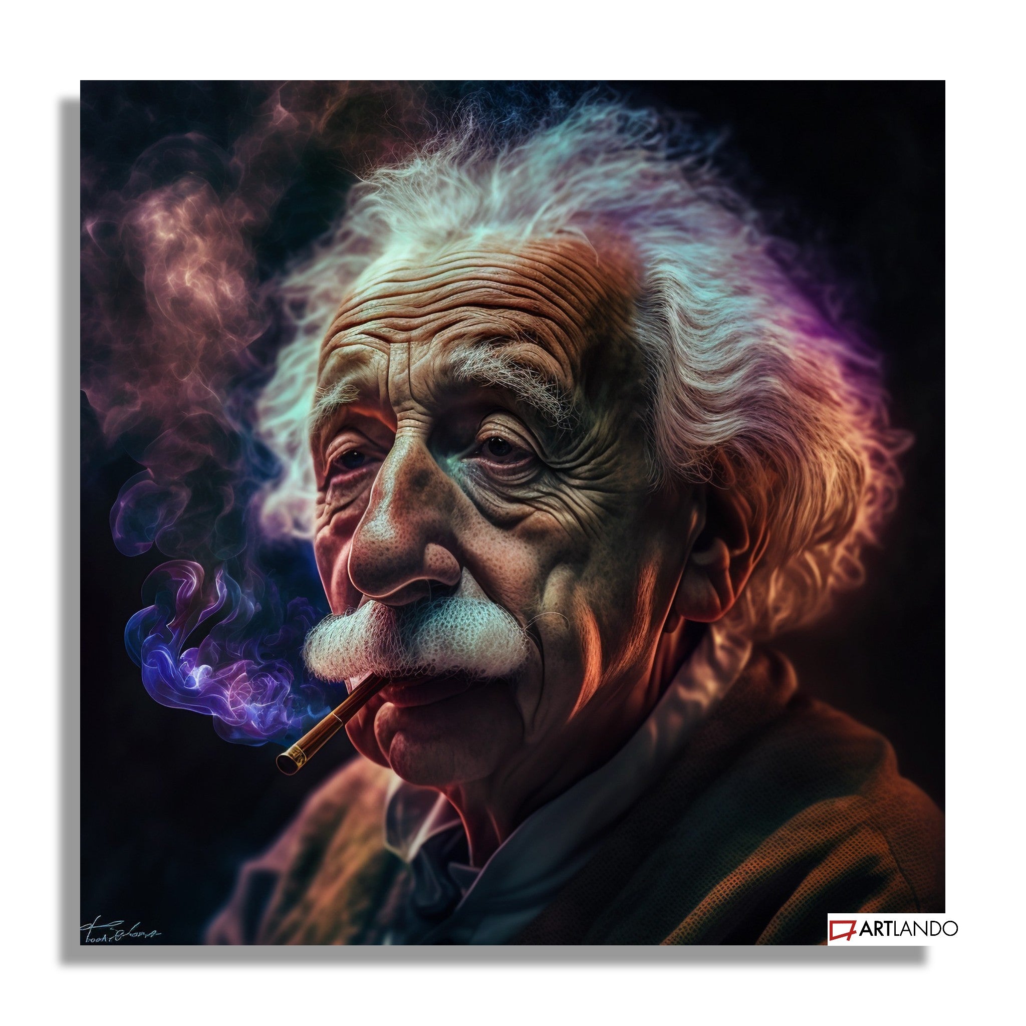 Albert Einstein raucht Joint - Portrait Art