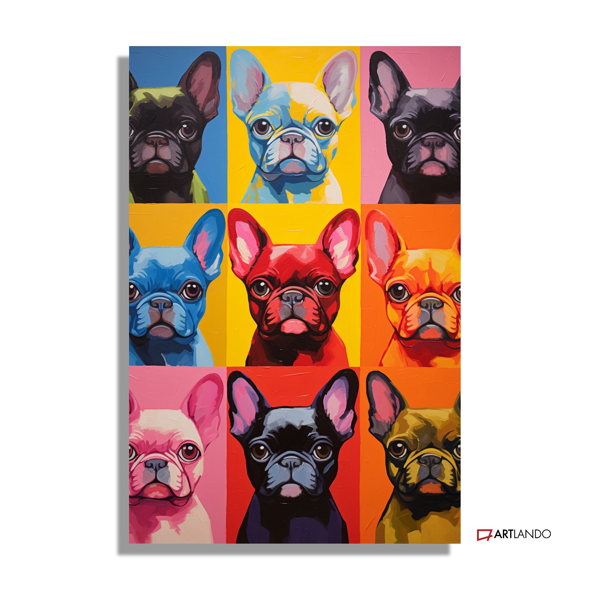 Französische Bulldogen im Pop Art Stil