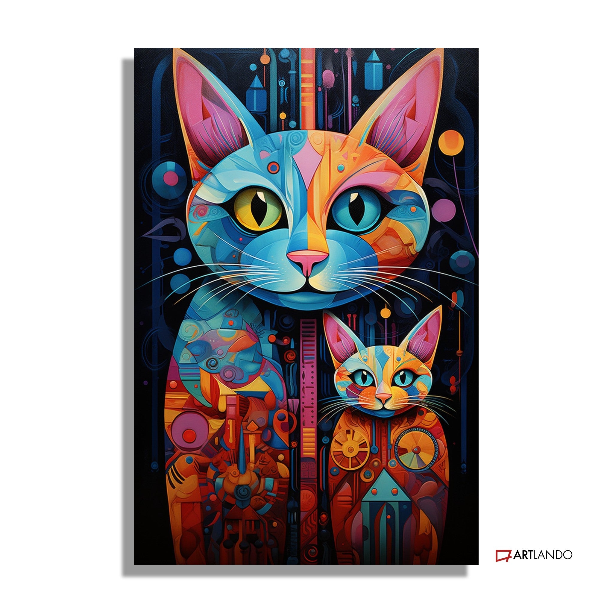 Farbenfrohe Katzen - Kubismus Stil