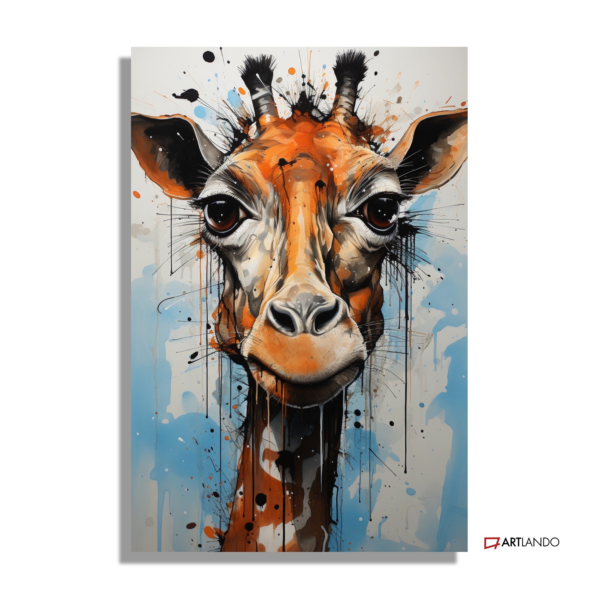 Graffiti einer Giraffe mit buntem Hintergrund