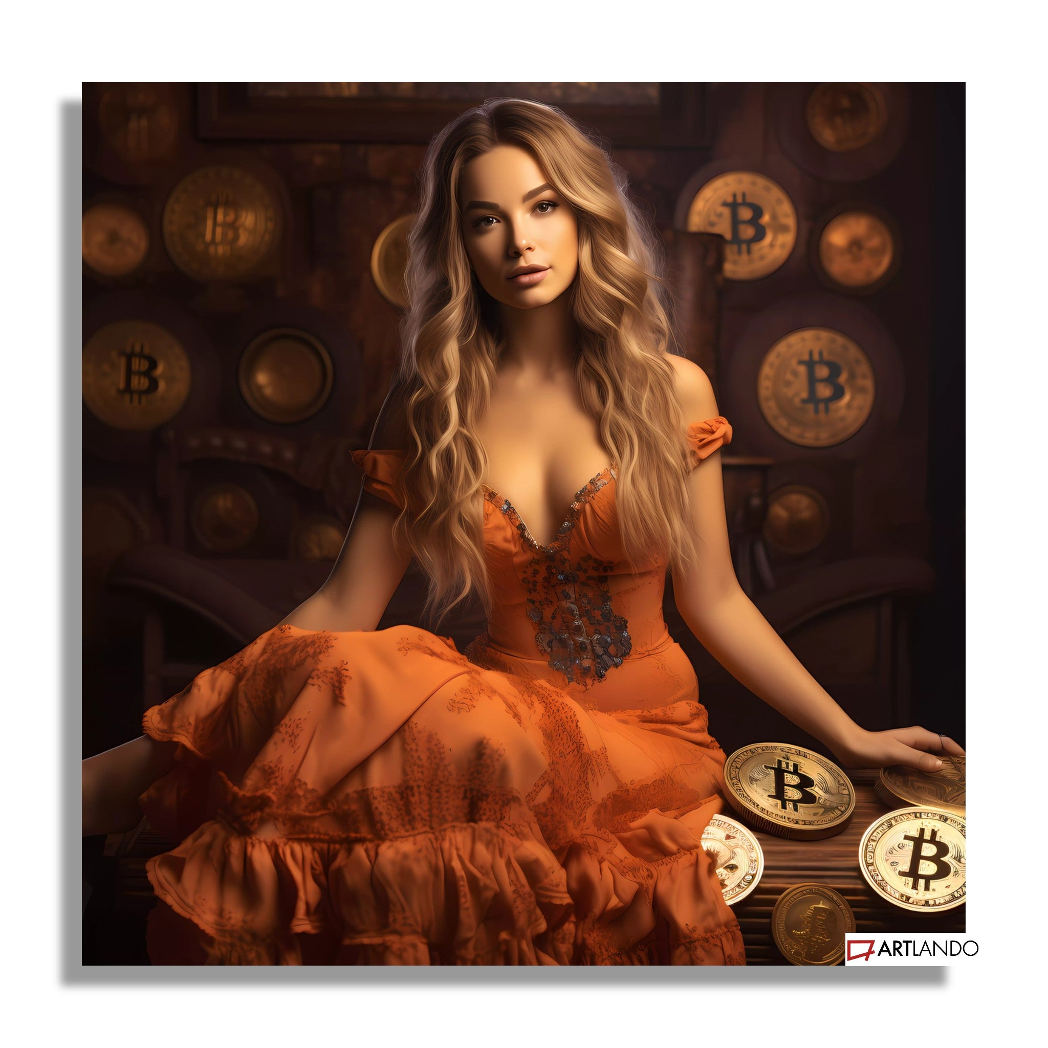 Elegante Frau im Reich der Bitcoins