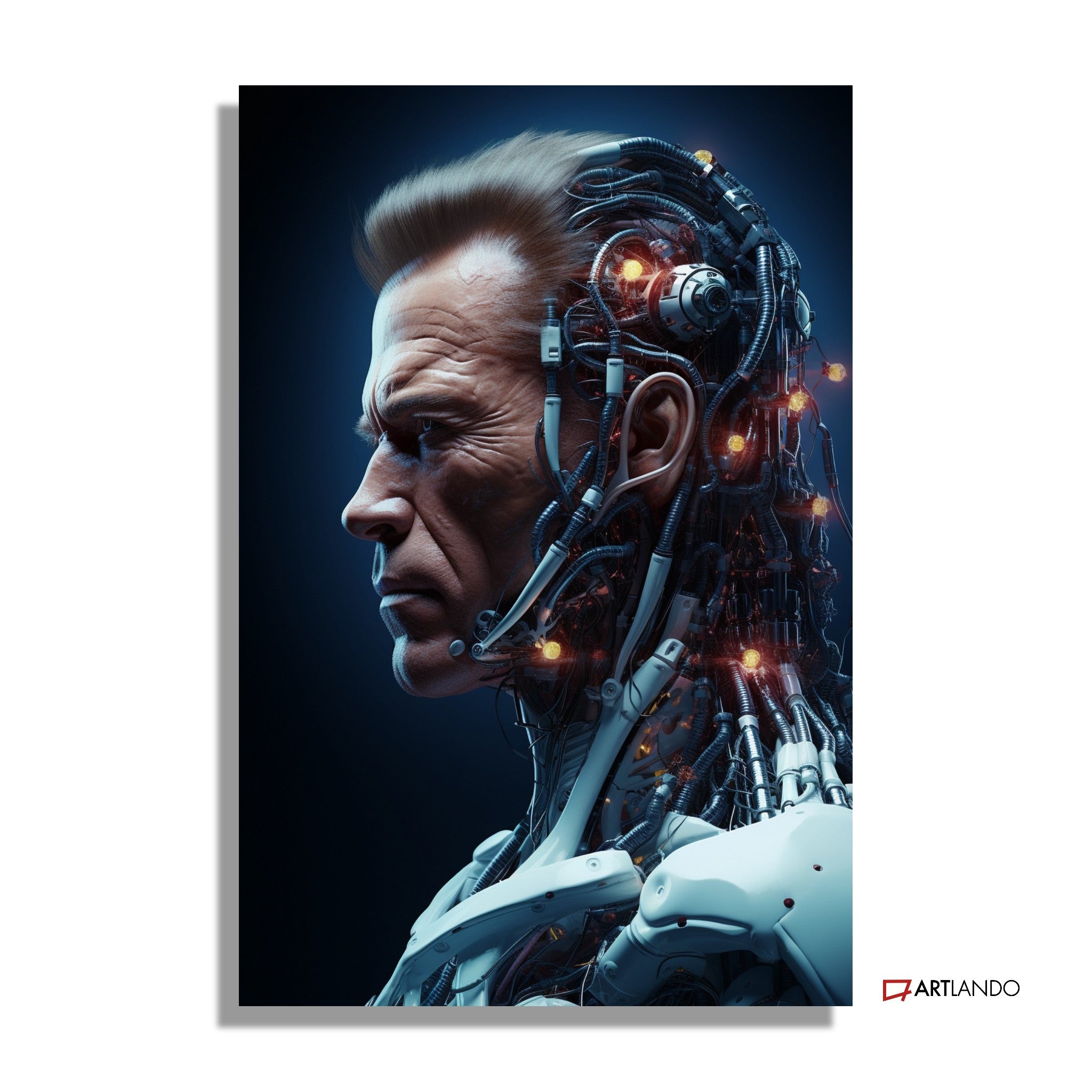 Profil von Arnold Schwarzenegger als Cyborg - Portrait Art