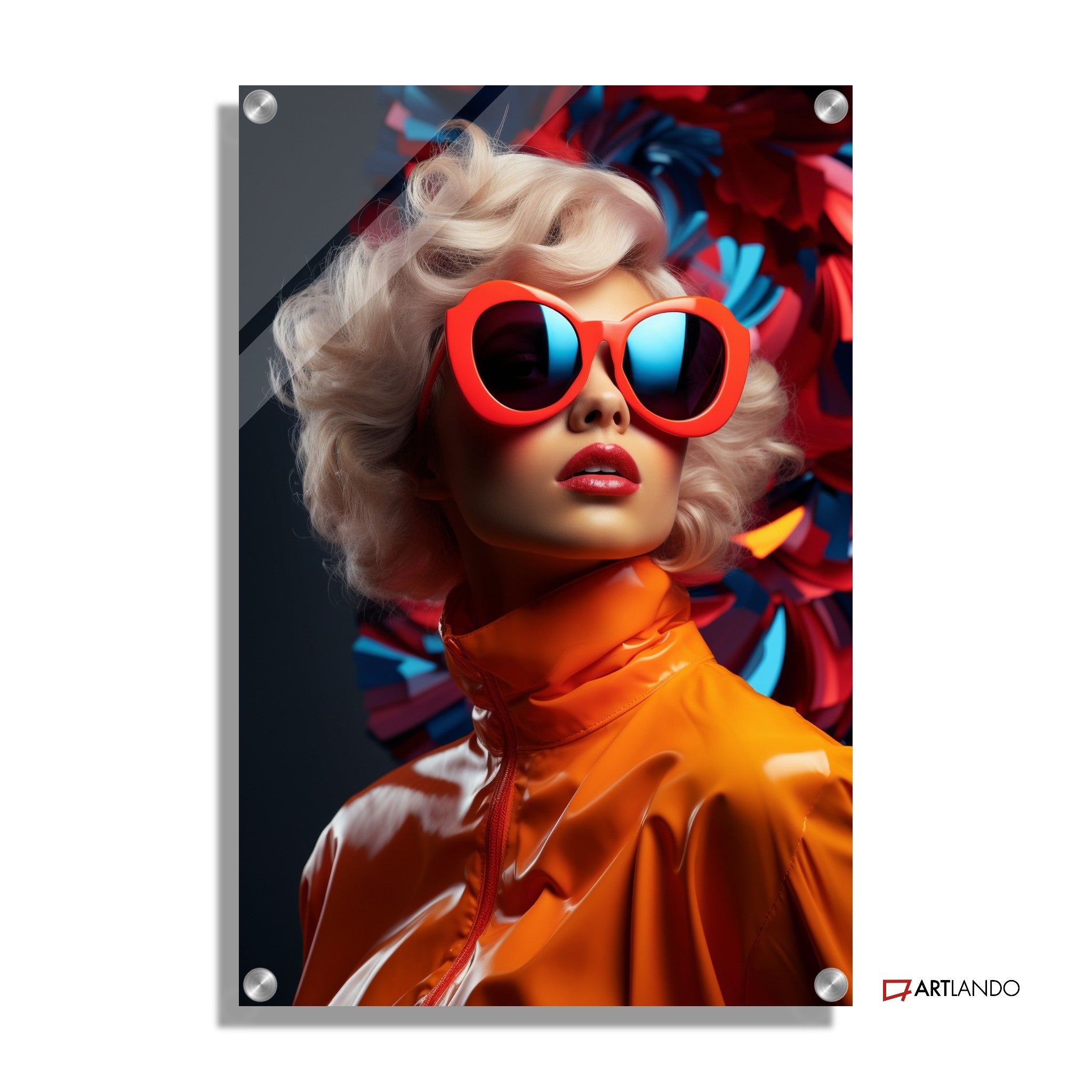 Frau mit extravaganter Sonnenbrille im Retro Stil - Portrait Art