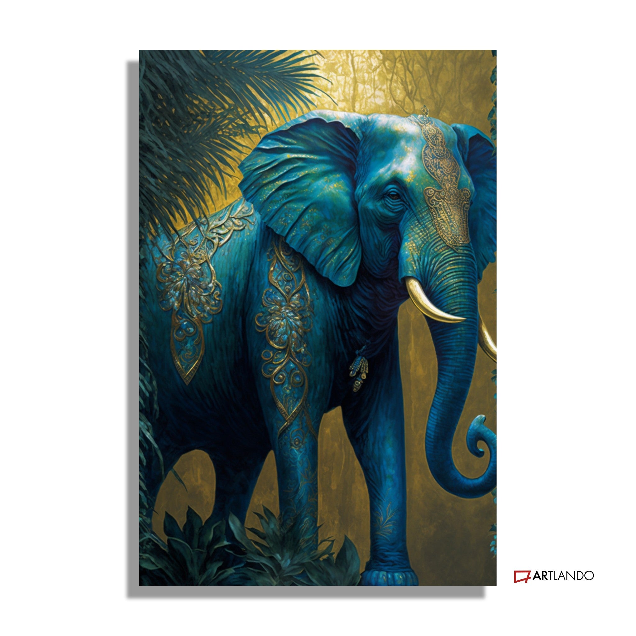 Majestätischer Elefant in Blau und Gold