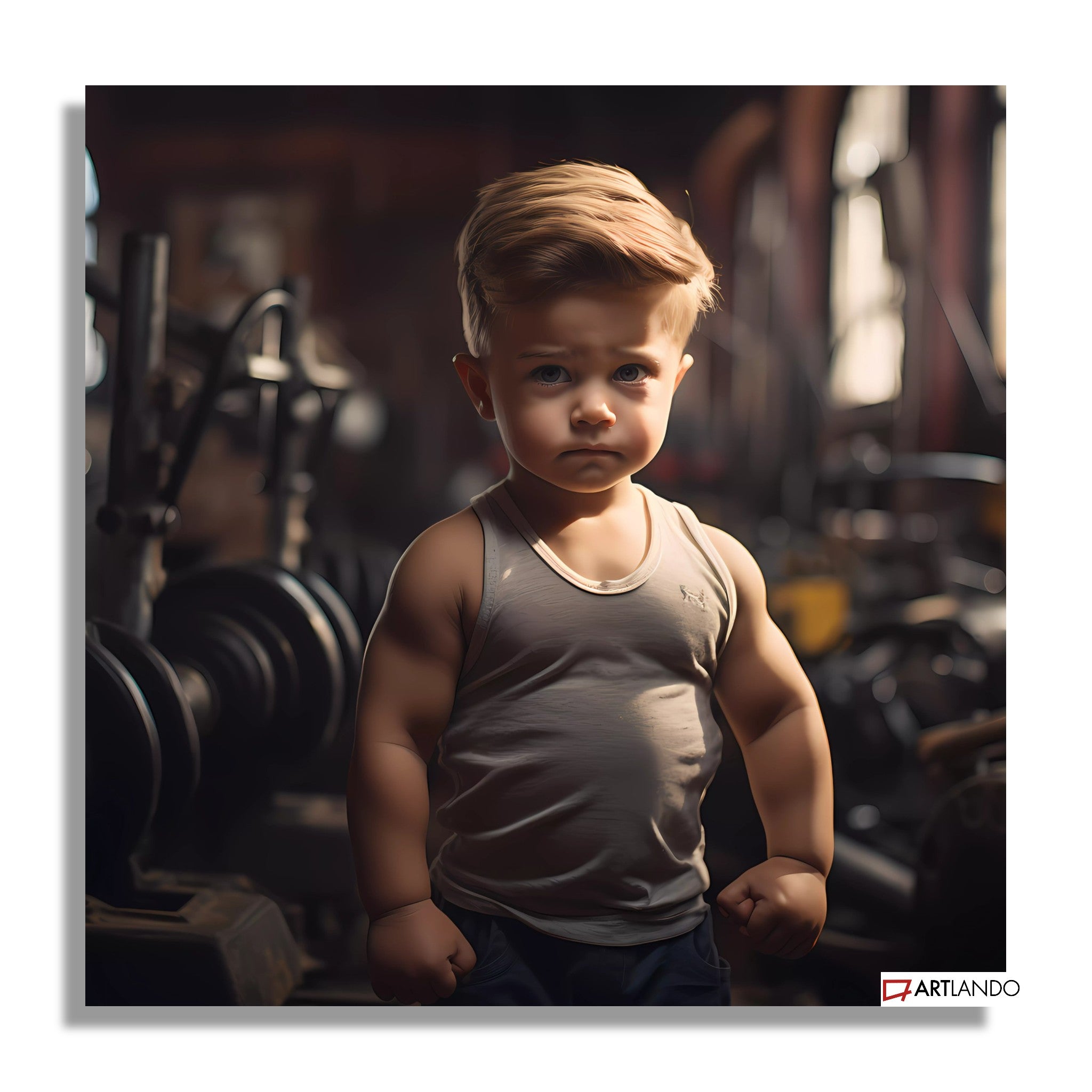 Baby Bodybuilder mit trainiertem Trizep - Portrait Wall Art