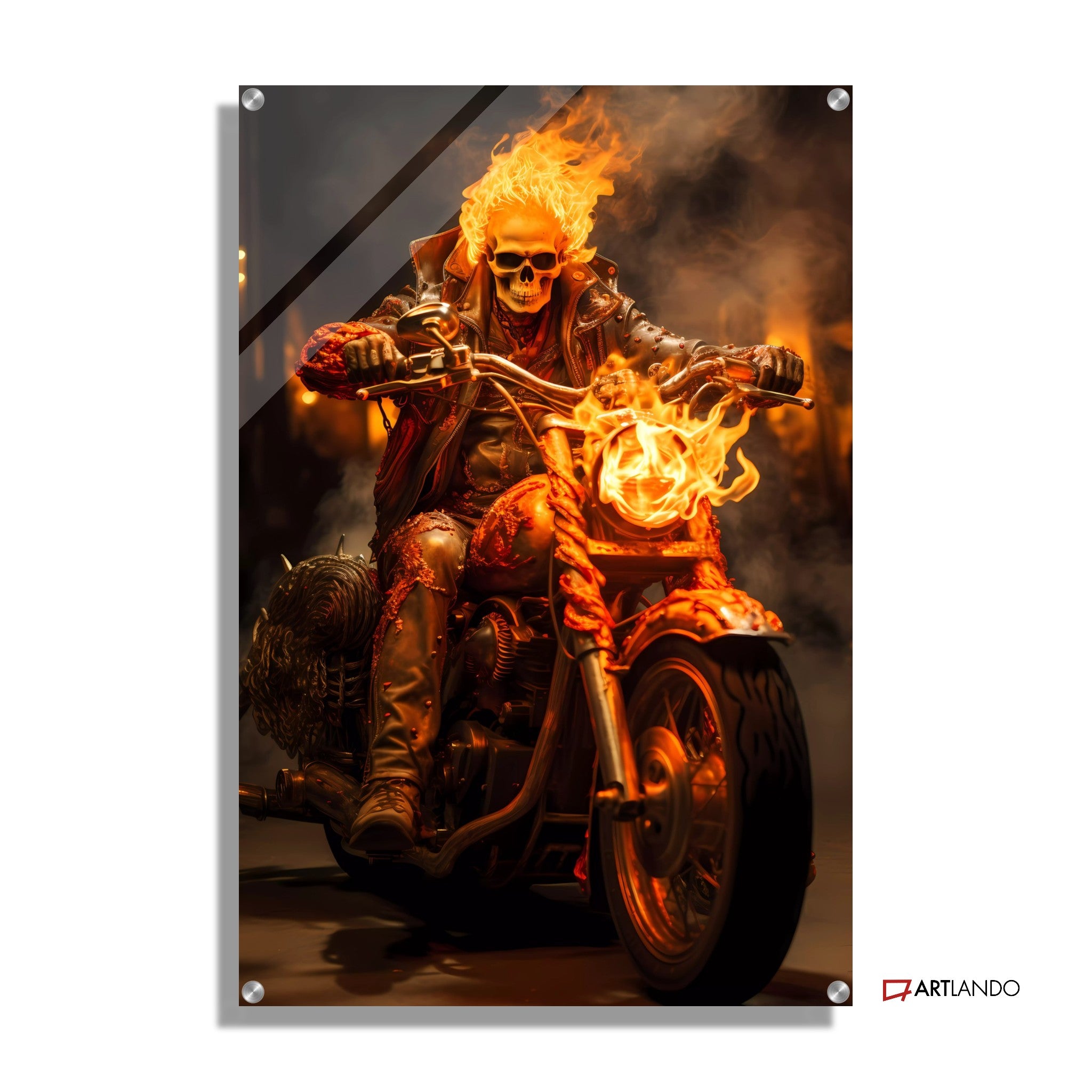 Hell Rider - Flammendes Skelett auf Motorrad