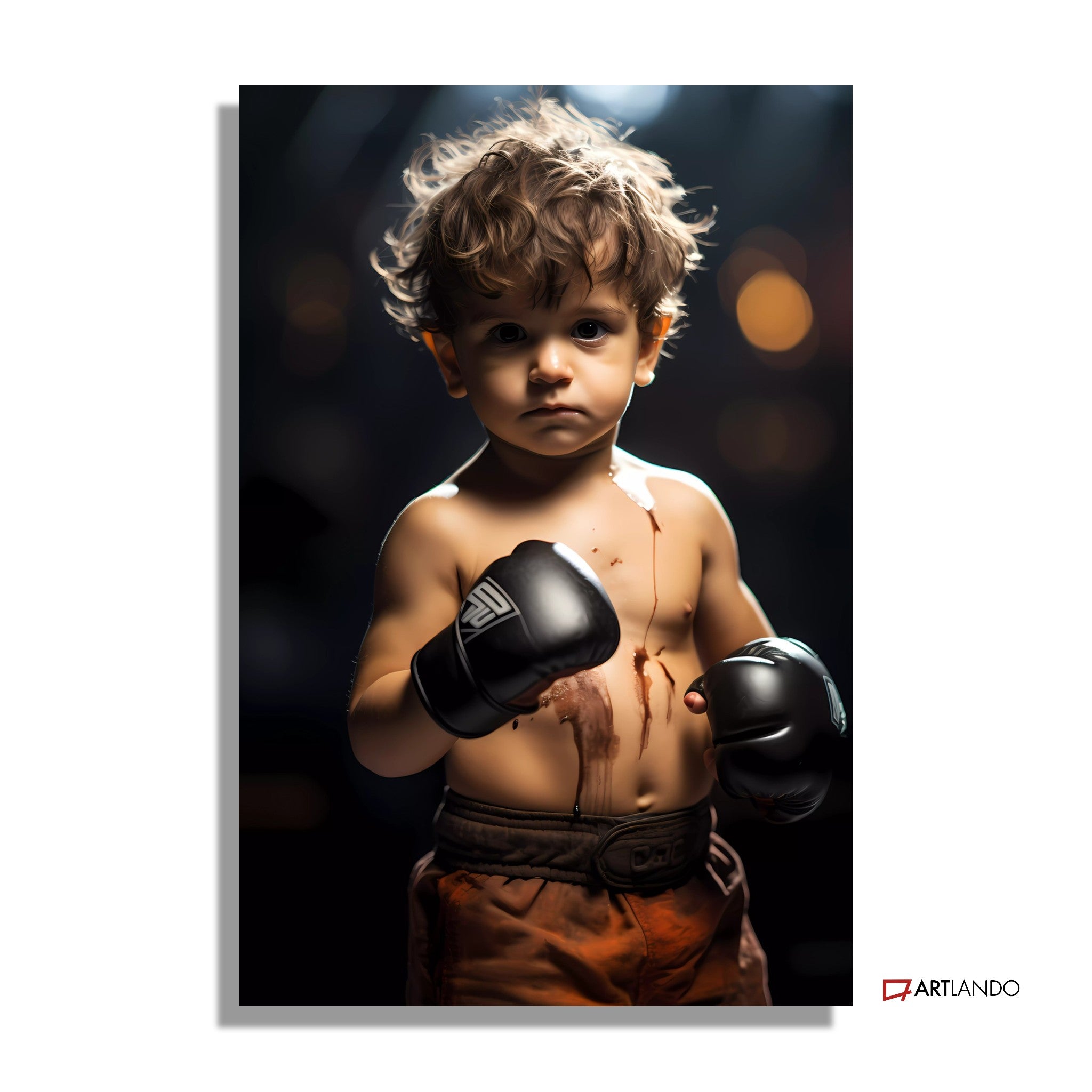 Kind UFC Boxer mit Muskeln bereit für den Fight