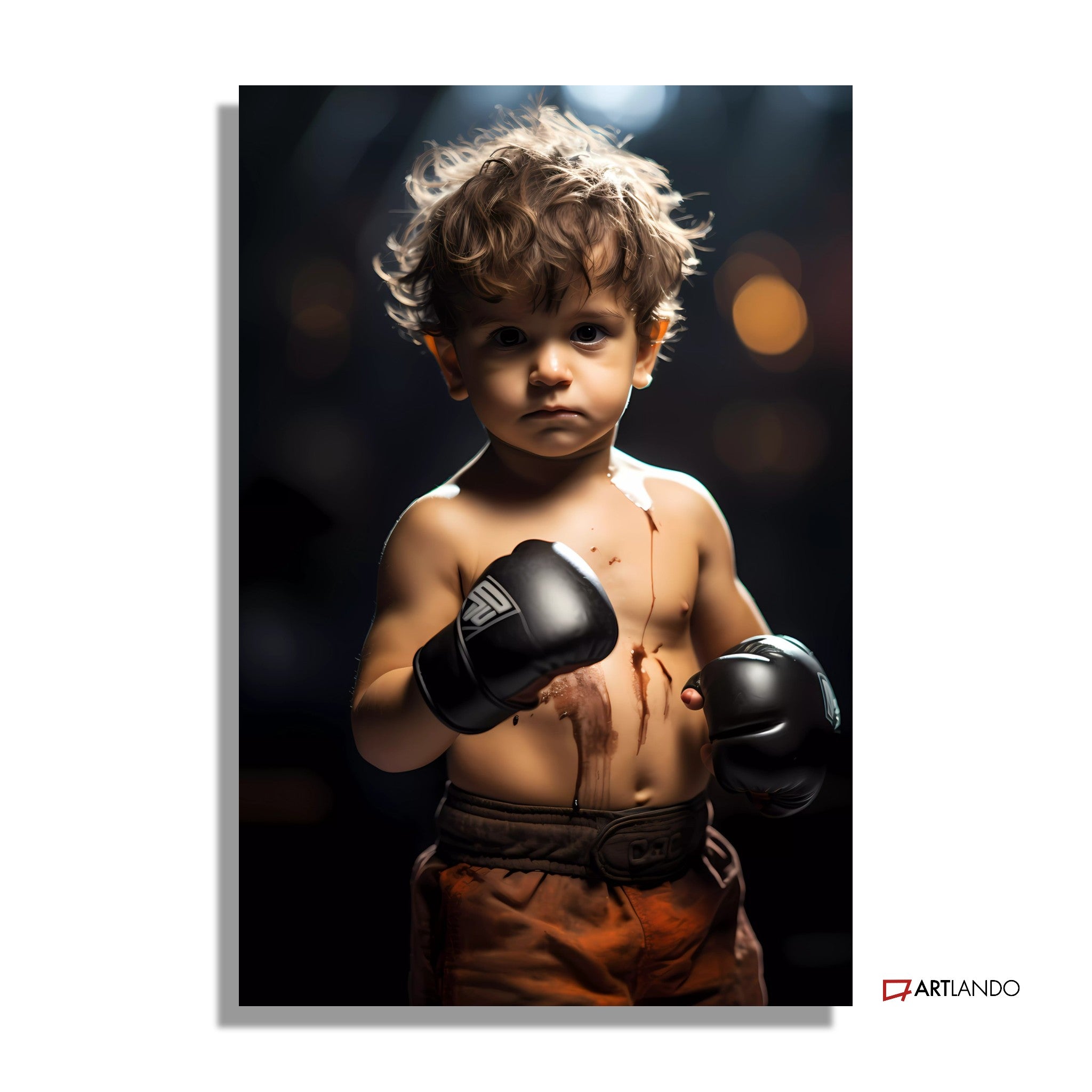 Kind UFC Boxer mit Muskeln bereit für den Fight