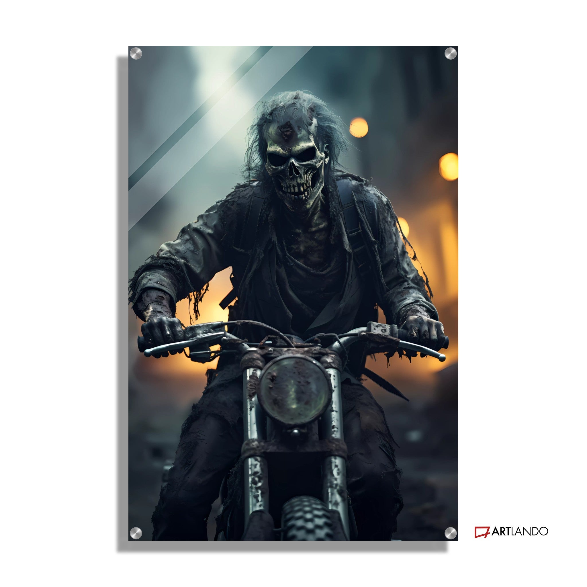 Post-Apokalyptische Zombies auf Motorrad in der Strasse