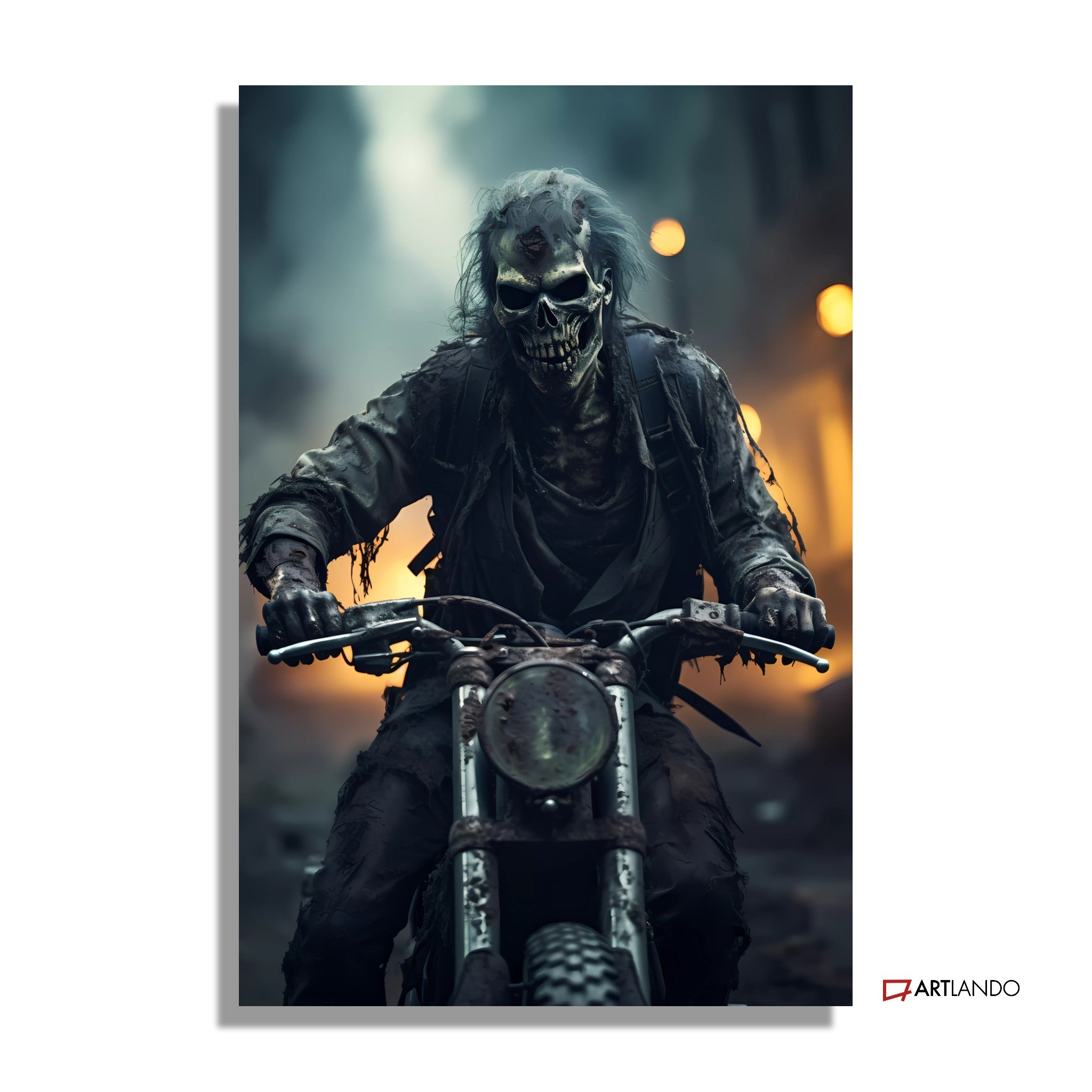 Post-Apokalyptische Zombies auf Motorrad in der Strasse