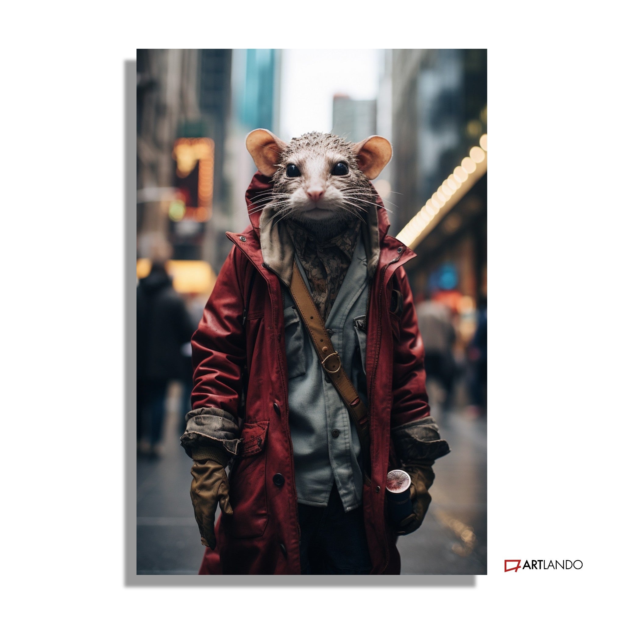Maus in Lederjacke spaziert durch New York