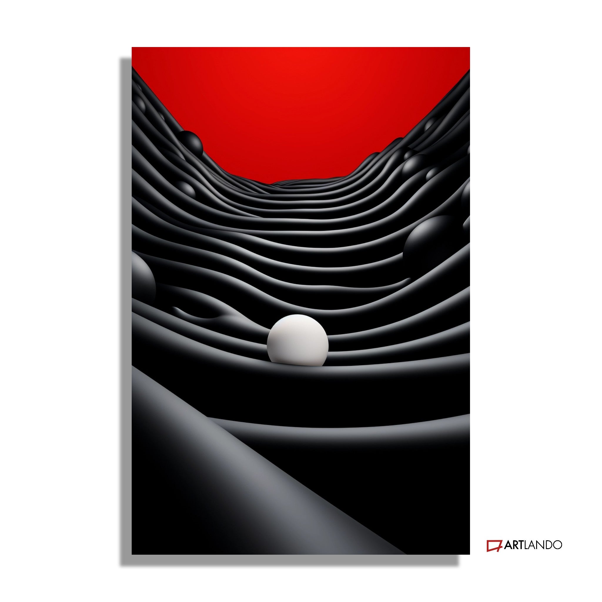 Dreidimensionale moderne Kunst in Rot Weiß Schwarz