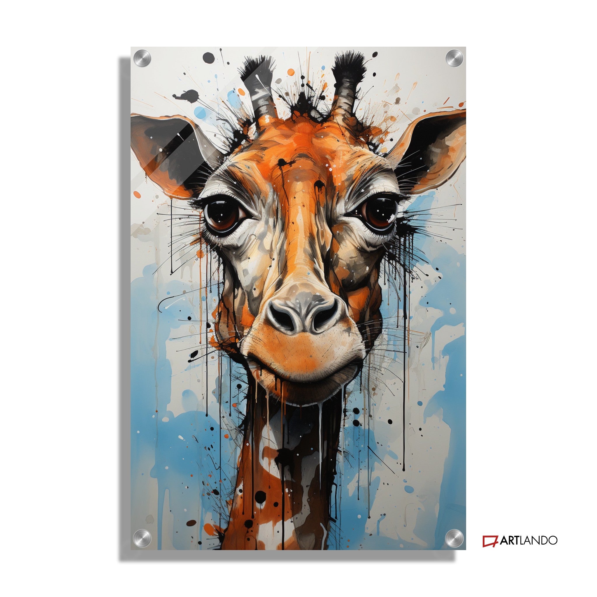 Graffiti einer Giraffe mit buntem Hintergrund