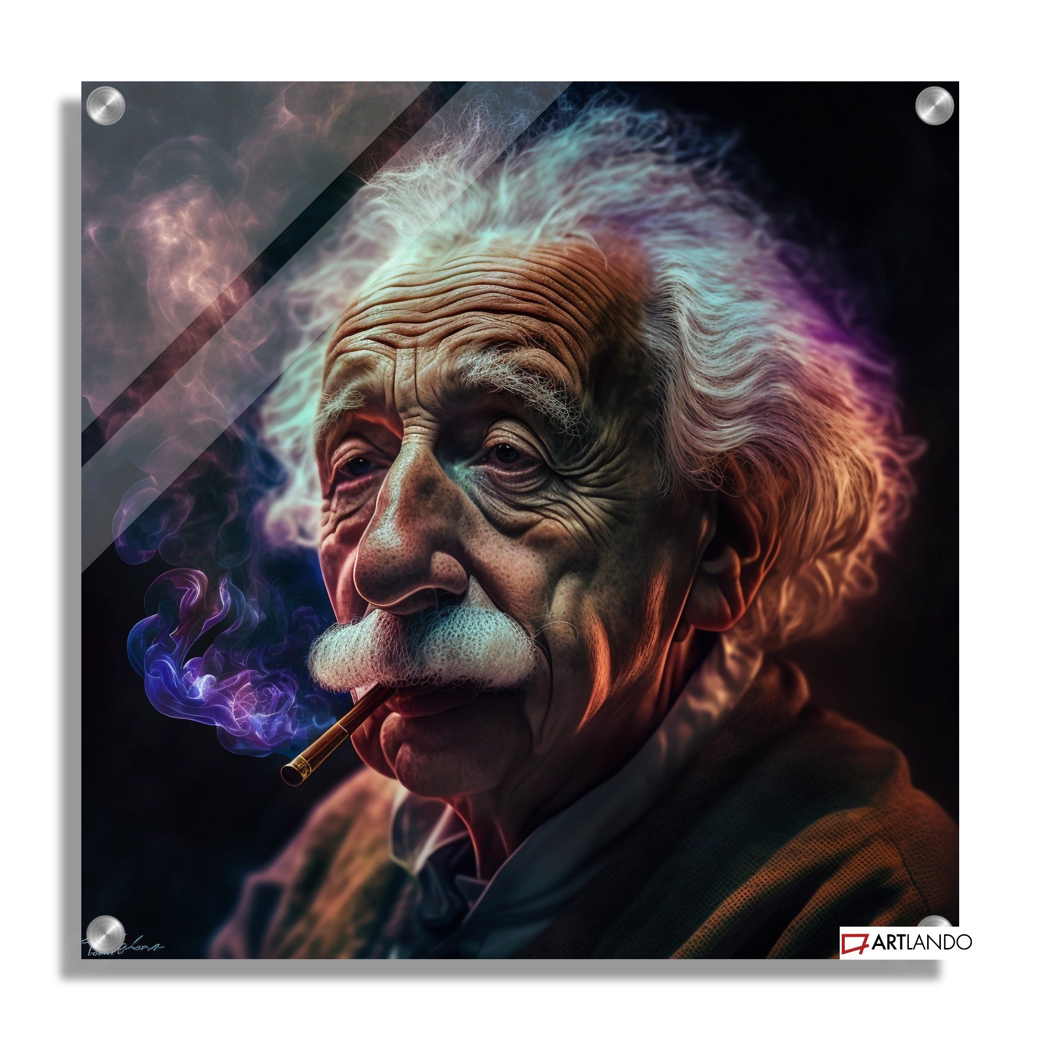 Albert Einstein raucht Joint - Portrait Art