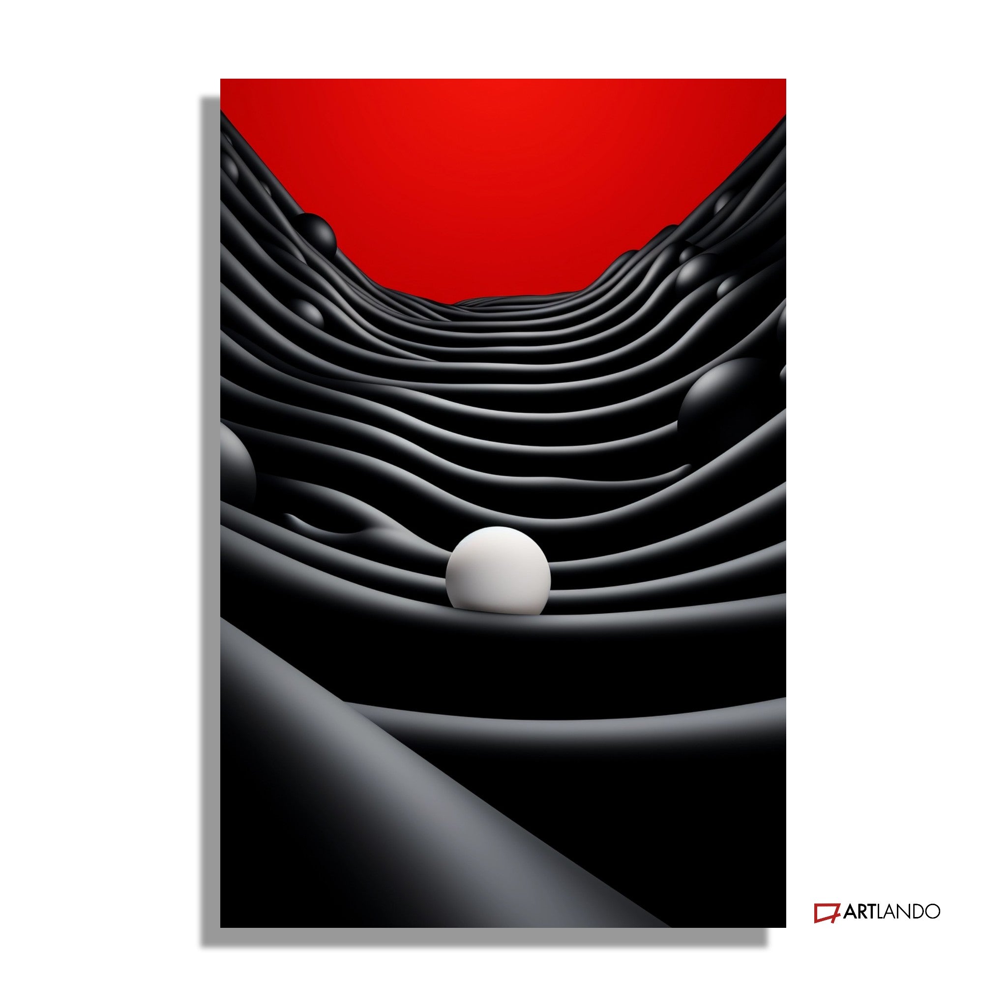 Dreidimensionale moderne Kunst in Rot Weiß Schwarz