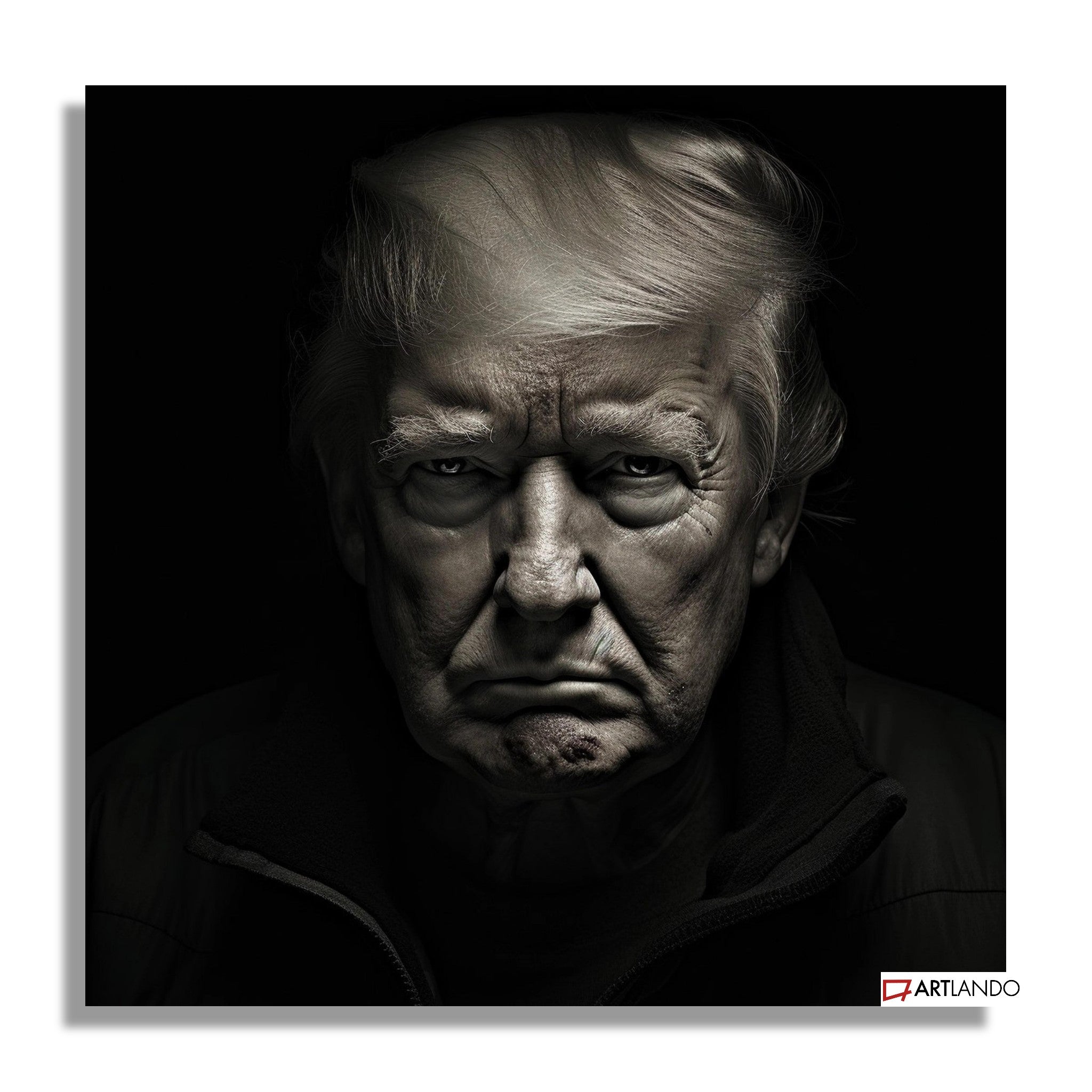 Porträt des Charismas - Donald Trump in kraftvollem Schwarz-Weiß