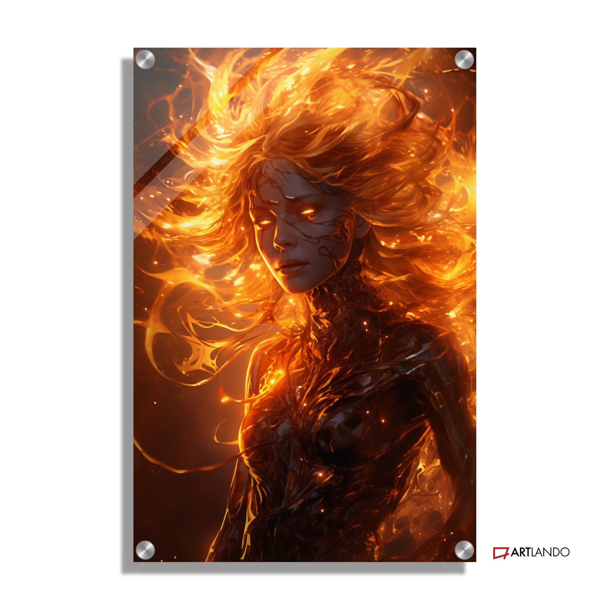 Sonnen-Heldin mit Haaren aus Feuer