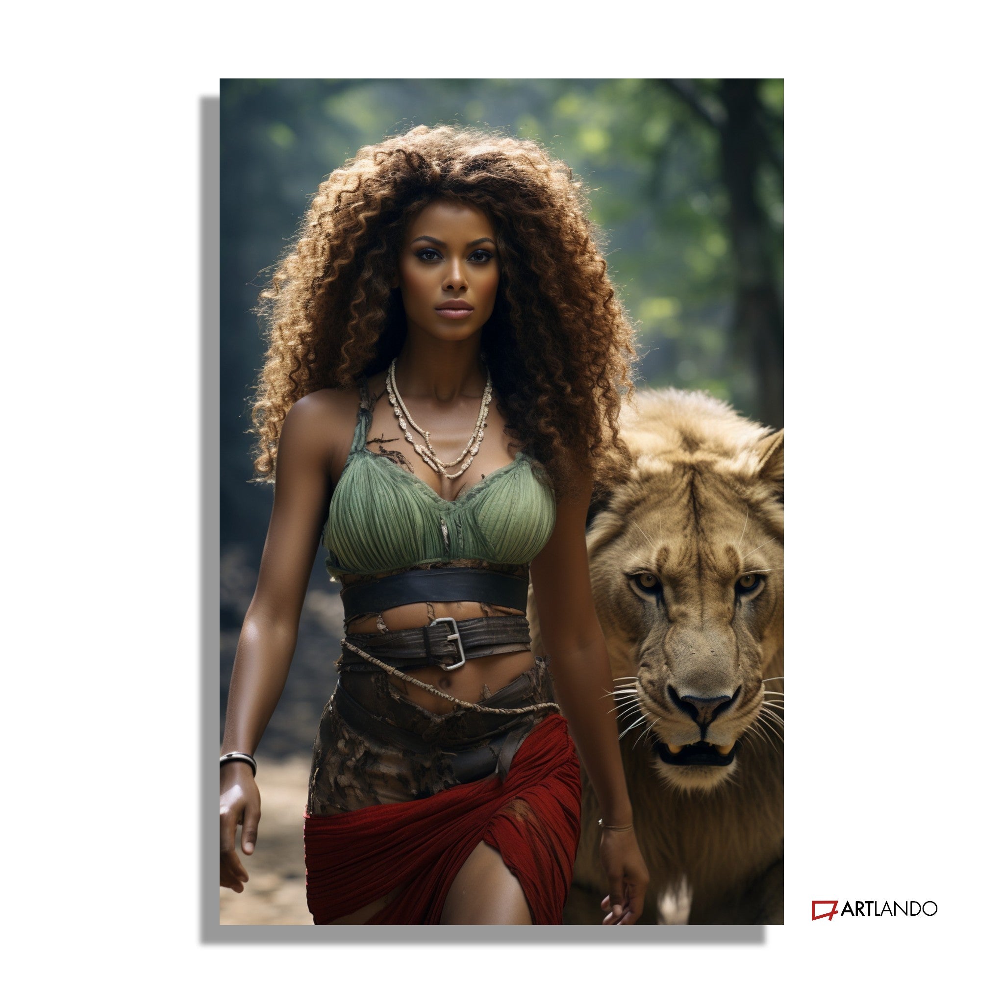Anmutige Frau mit Löwin aus prähistorischer Zeit